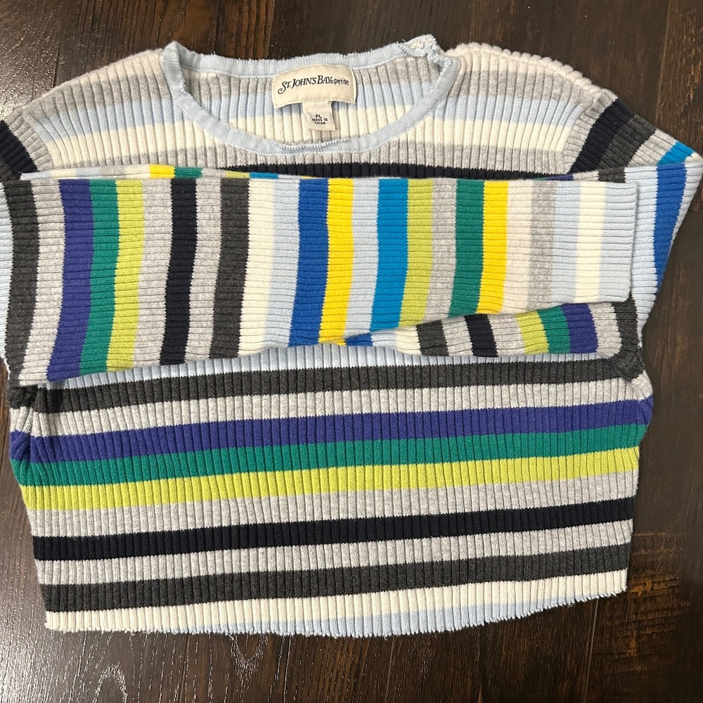 "St. John's Bay" Striped Cropped Sweater